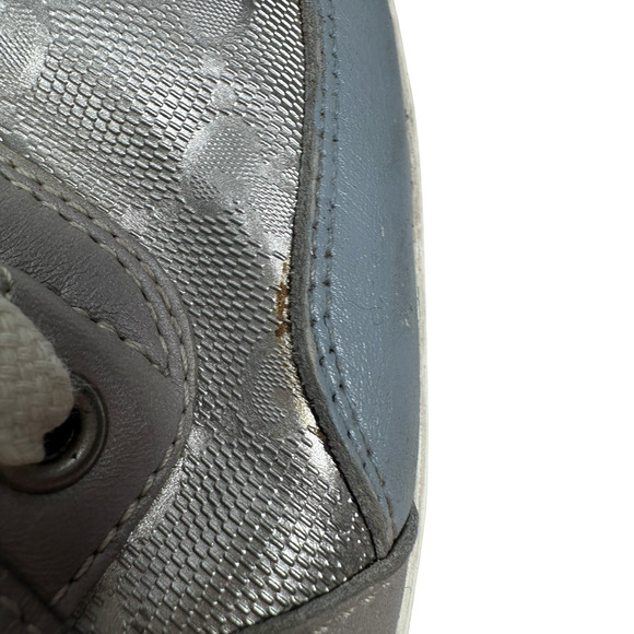 Gucci Coda GG Imprime Monogram Shoes Men’s 7.5 G Silver High Top Lace Sneakers - Picture 15 of 16